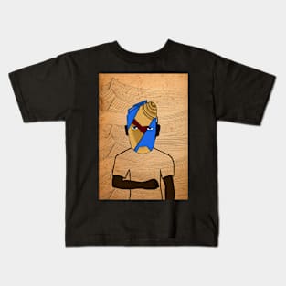 King Tut NFT - MaleMask with CrayonEye Color and BlueSkin on TeePublic Kids T-Shirt